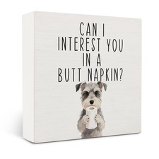 Schnauzer Dog Bathroom Wooden Box Sign Desk Decor, Schnauzer Gifts, Can I Int...