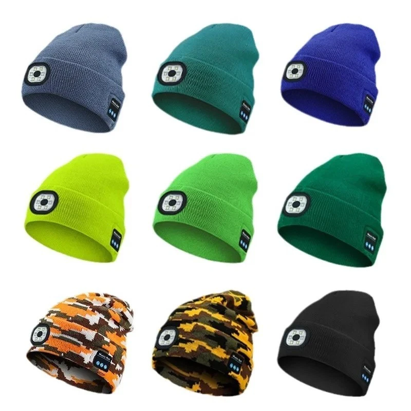 Bluetooth 5.0 LED Beanie Hat with Music Speakers Mic Rechargeable Cap Head Light - image 3 of 4
