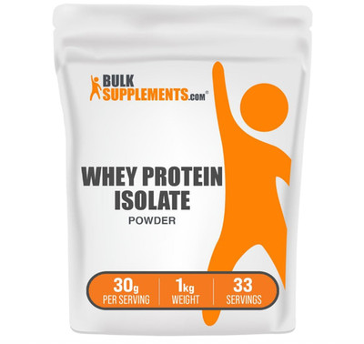 BulkSupplements Whey Protein Isolate Powder, Unflavored, 2.2 lb, 30g Protein