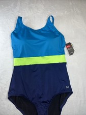 TYR Female Navy Blue Durafast ELITE Swimsuit 75 Size 18 TBESOL7A One Piece NEW