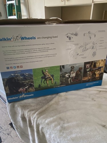 Walkin’ Wheels LARGE Frame Dog Rear And Front Leg Quad Wheelchair Blue - Picture 5 of 15