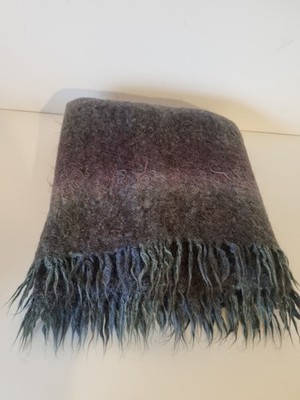 Large Mohair VTG Marks and Spencers St. Michael Blue Purple Blanket
