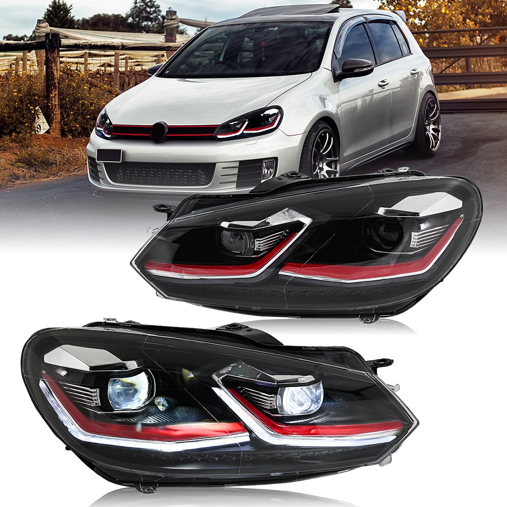 USED LED Headlights For Volkswagen Golf6 MK6 2010 2012 2013 2014 Head Lamps DRL