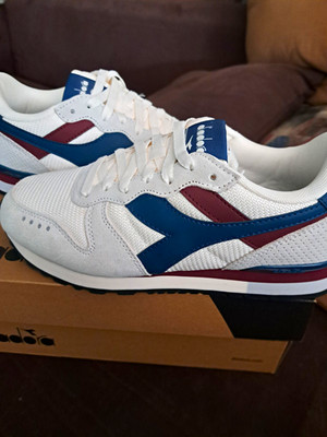 Diadora Herren Low Top Sneaker Sportschuh Weiß/Blau/Bordeaux EU 39 Schnürung