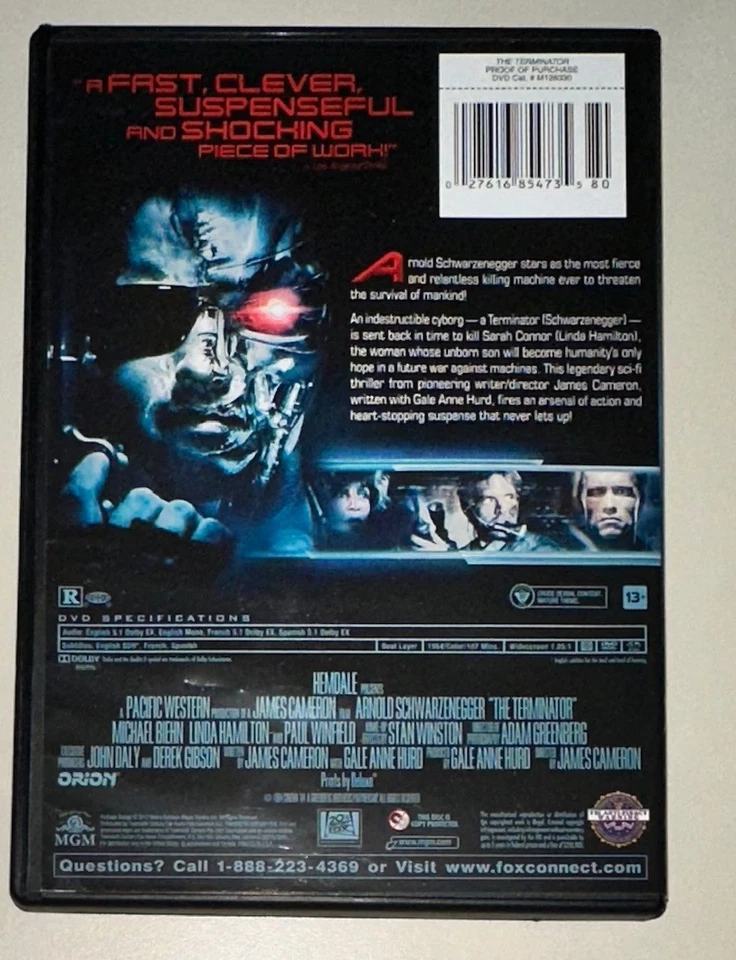 DVD - THE TERMINATOR 1984 - Arnold Schwarzengger/Linda Hamilton - MGM - Image 2 of 3