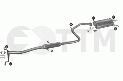 Ligne d'échappement Kia Pride 1.3 64cv silencieux arrière pour berline essence 1991 à 1995