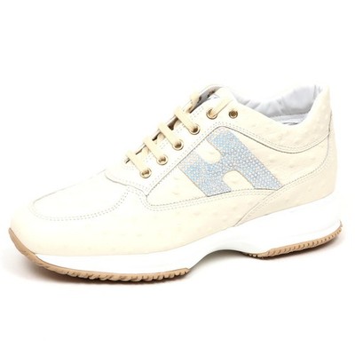 F2668 sneaker donna cream HOGAN INTERACTIVE scarpe ostrich effect shoe woman