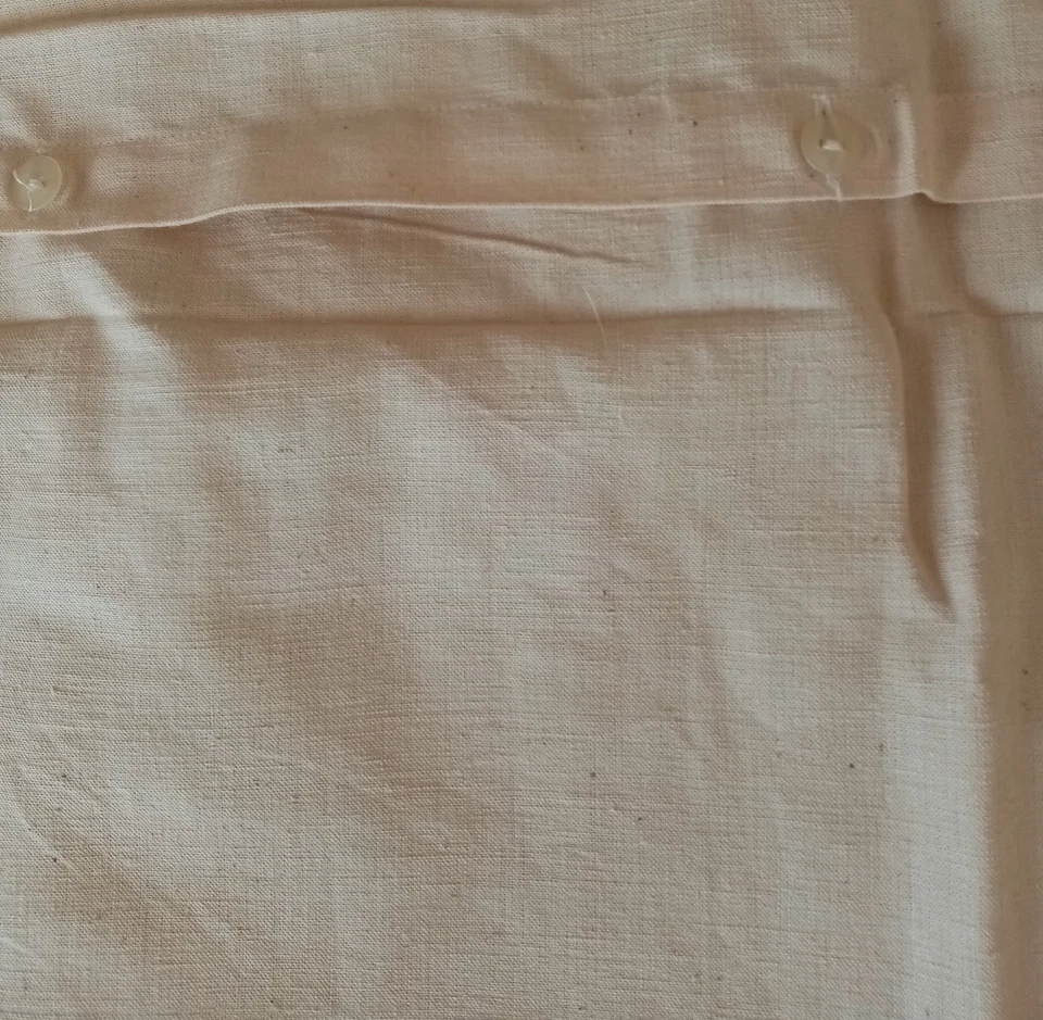 Une paire  de taies d'oreiller anciennes neuves 1950  coton brut broderie orange - Photo 4/4