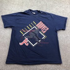 Vintage Atlanta Braves Shirt Mens Large Blue MLB Baseball Team Hanes Tee