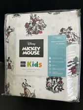 New Disney Mickey Minnie Mouse TWIN Sheet Set 3pc Holiday Christmas Flannel NIP