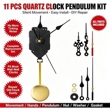 Quartz Wall Clock Pendulum Movement Kit, 11 P...