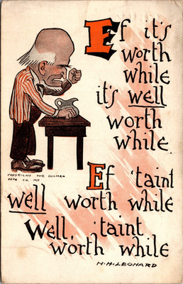 If its Worth While Its Well Worth While-Old Man-Wistdom-Saying-Divided Postcard