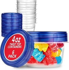 Stock Your Home 4Oz Plastic Containers with Twist Top Lids 6 Pack , 1/2 Cup Sma