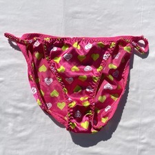 Y2K Joe Boxer Silky String Bikini Panties Womens 9 Pink Hearts