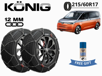 Schneeketten KONIG 12MM X12PRO GR 235 215/60 R17 Für VW MULTIVAN T7 + GRATIS