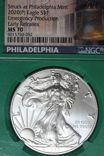 2020 NGC MS70 EARLY RELEASES EMERGENCY PRODUCTION AMERICAN SILVER EAGLE #B51843
