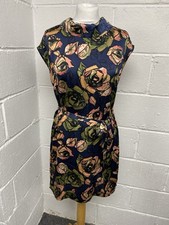 Clements Ribeiro Navy Blue Floral Print Sleeveless Tie Dress UKS PAC 2003621