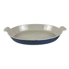 1960's Vintage Le Creuset Oval Baking Dish #36 Paris Blue Cast Iron