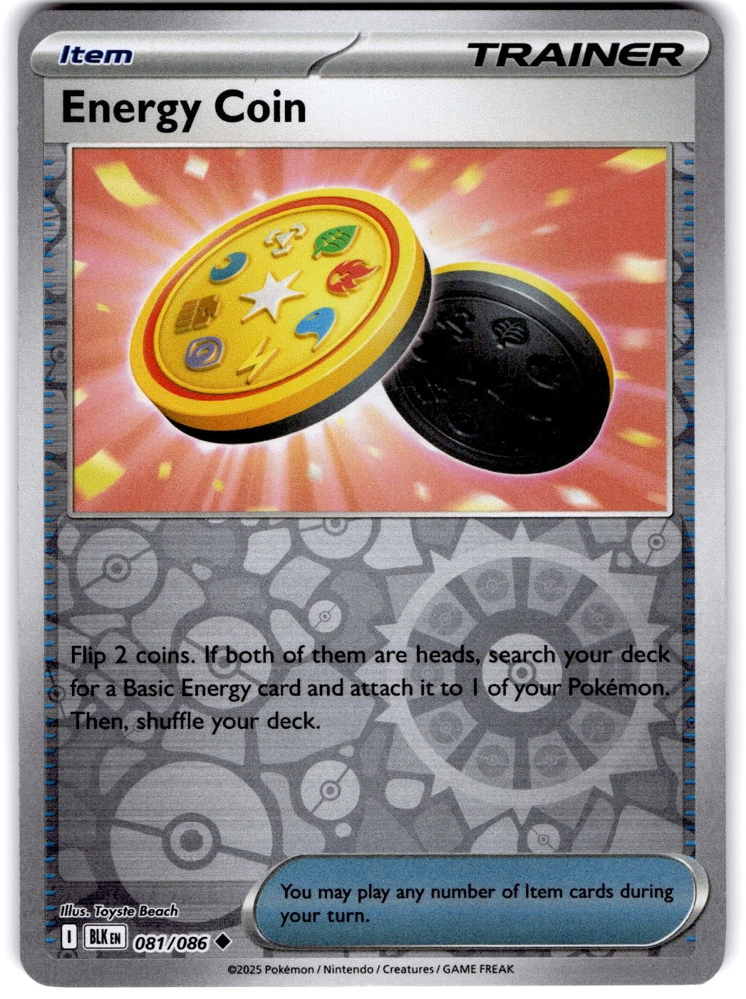 Pokemon Energy Coin Black Bolt 81/86 Reverse Holo English