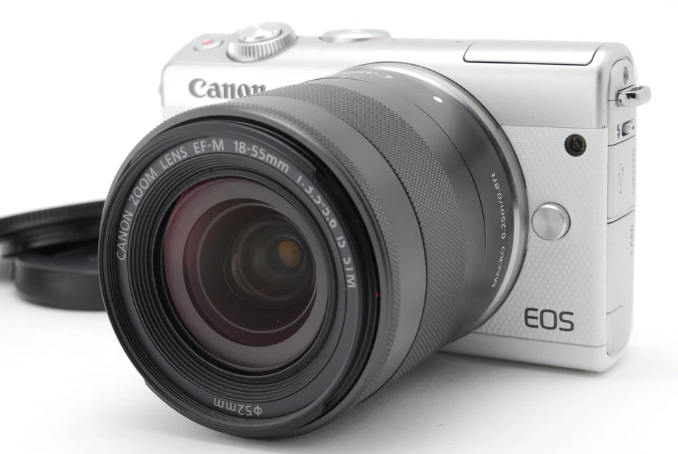 [N COMO NUEVA] Cámara digital Canon EOS M100 24,2 MP blanca EF-M 18-55 lente de JAPÓN Foto 2 de 4