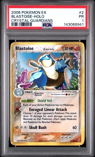 2006 POKEMON EX CRYSTAL GUARDIANS #2 BLASTOISE-HOLO PSA 1