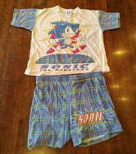 Vtg 90s Sega Sonic The Hedgehog Signal Artwear Lounge Set Pjs Size Youth XS