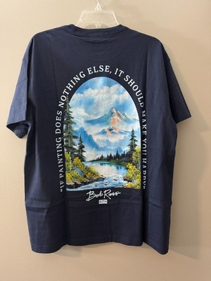 KITH Bob Ross Portrait Mountain Navy Tee STORE EXCLUSIVE Size Medium M SOLD OUT