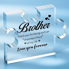 Birthday Gifts for Brother, Acrylic Puzzle Plaque Desk Standard, Brother 