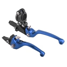  CNC Clutch Brake Lever Set，22mm 7/8 inch Folding Aluminum Clutch Brake Blue