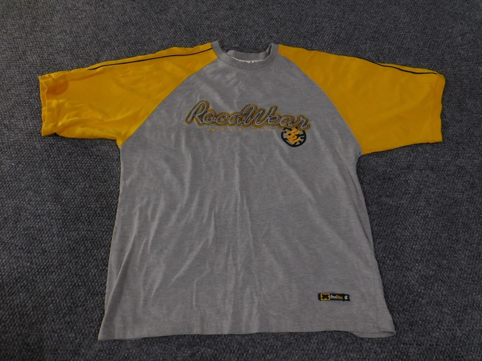 Camisa Rocawear Hombre Grande Gris Amarillo Streetwear Gráfico Y2k De Colección Foto 2 de 4