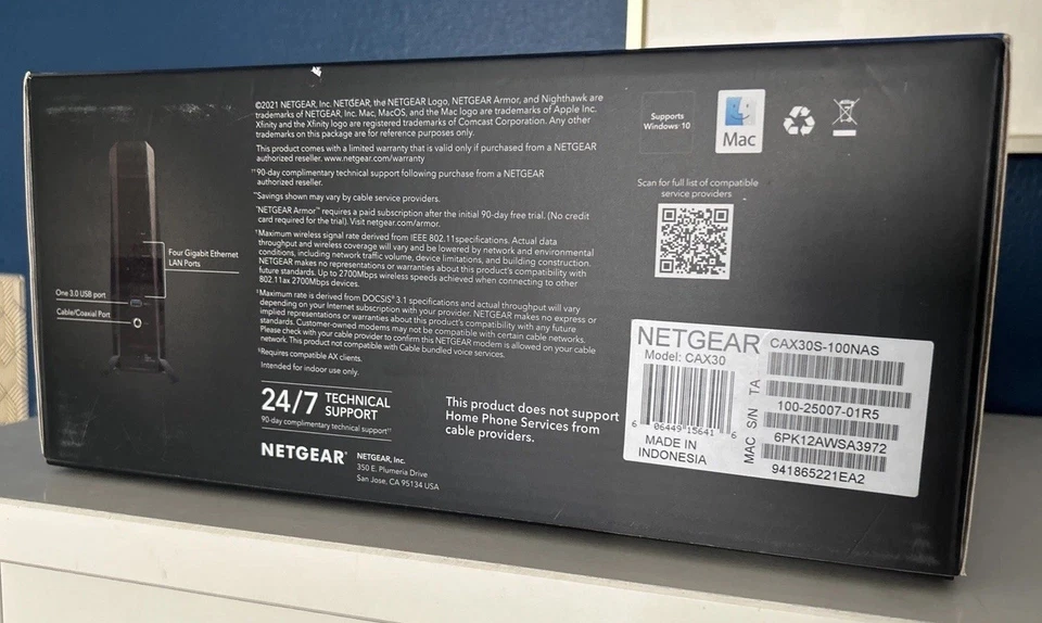 Router moderno NETGEAR Nighthawk AX6/6 Stream WiFi 6 cables Foto 2 de 4