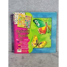 Butterfly Activity Book Scrapbook Spiral Bound Stickers Photo Corners Blue Pink