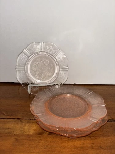 6 Vtg Macbeth Evans American Sweetheart Pink Depression Glass Bread Plates 6”