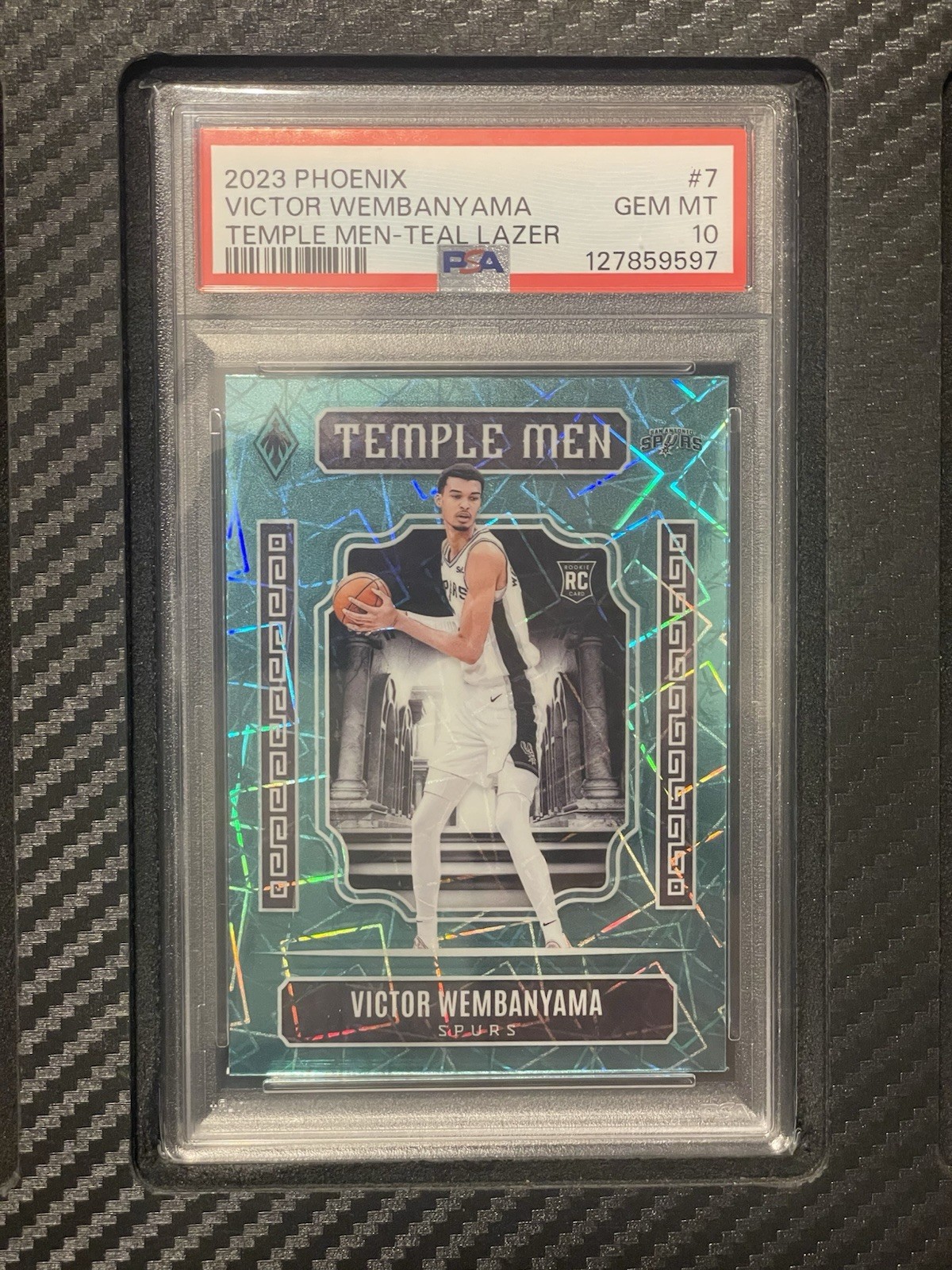 2023 PSA 10 Victor Wembanyama RC #7 Temple Men Teal Lazer Prizm Panini Phoenix