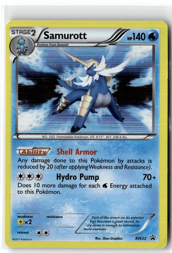 2011 POKEMON BLACK AND WHITE PROMO SAMUROTT BW22 HOLO P DMG + FREE GIFT