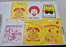 Lot of 6 Vintage 1990s McDonalds Plastic Bag Sacks Ronald/Happy Birthday/Promo