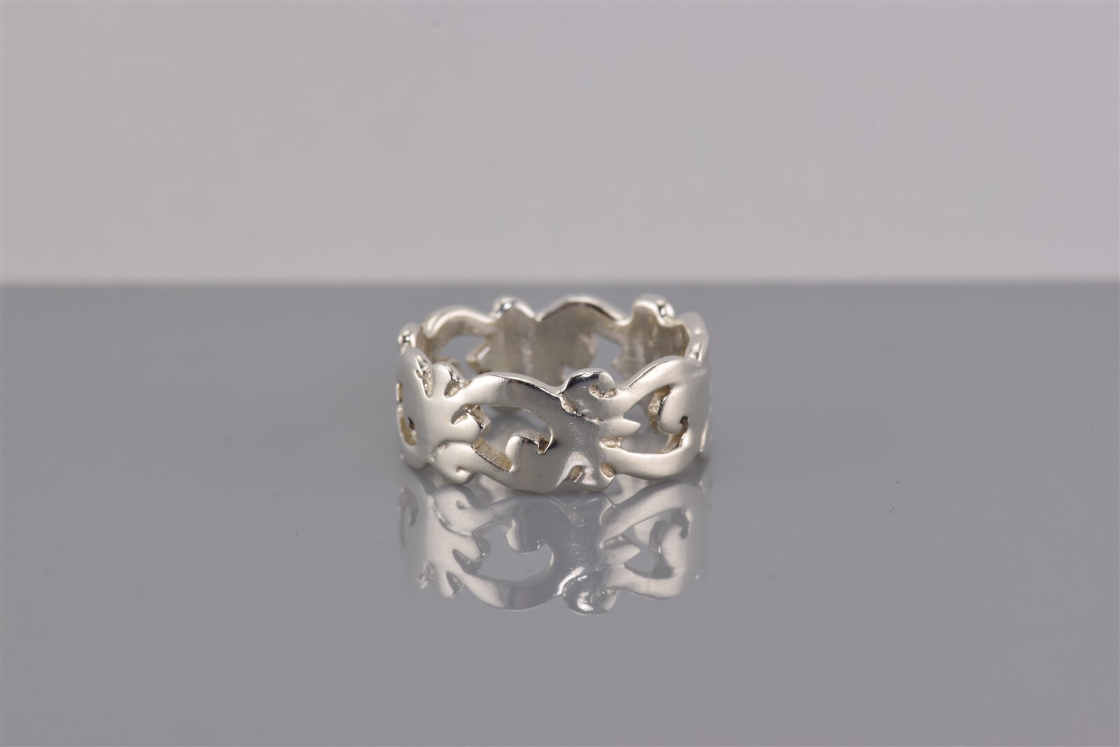 Sterling Silver Scroll Patterned Openwork Flat Si… - image 6