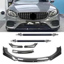 Carbon Fiber Black Front Bumper Lip Chin Body Kit Spoiler For Mercedes-Benz C200