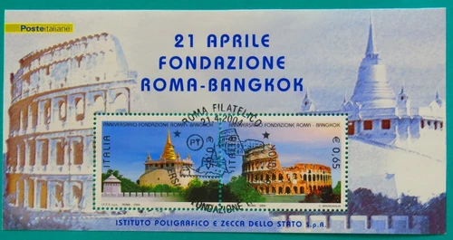 ITALY 2004 SHEET 21 APRIL FOUNDATION ROME-BANGKOK UNC