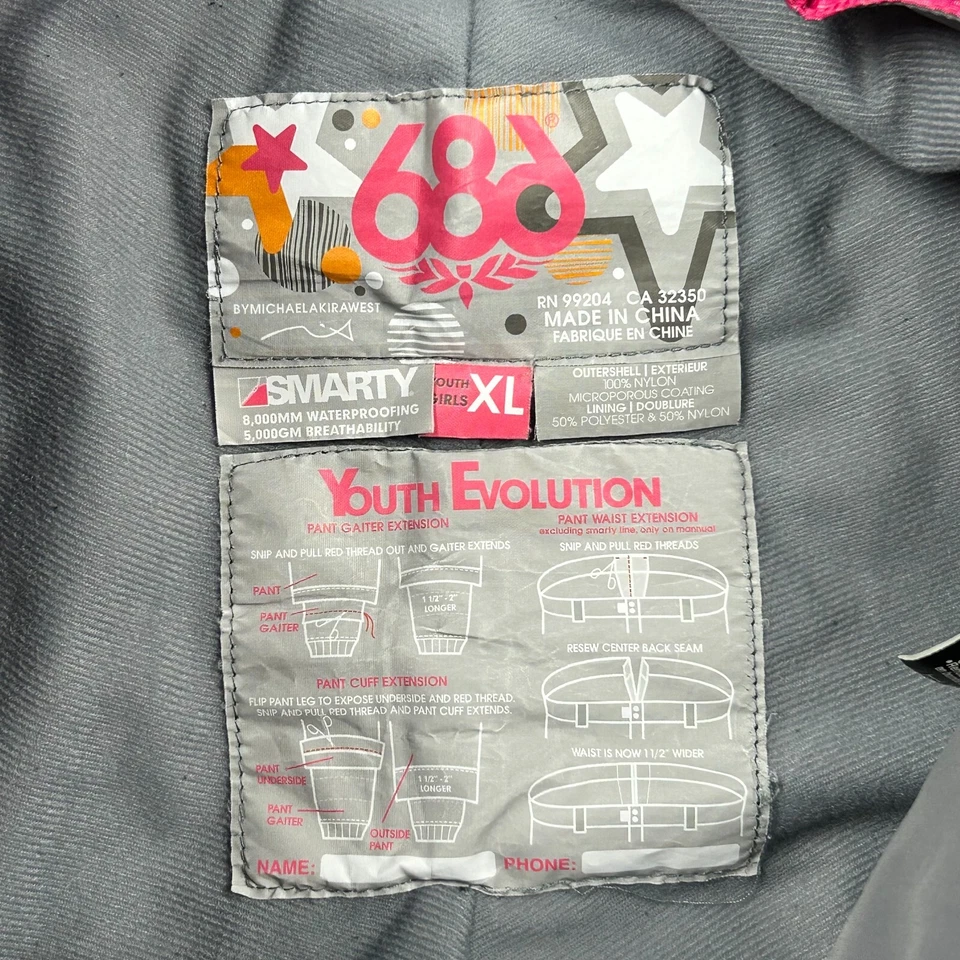 686 Calças Meninas Extra Grande Rosa Snowboard Snow Ski Smarty Lily HiViz Caminhada Y2K - Imagem 2 de 4