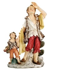 PERSONAGGIO GUARDA STELLE PER PRESEPE CM 30 IN MARMO RESINA PRODUZIONE ITALIANA 