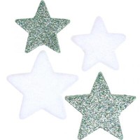 Streudeko Weihnachten Streusterne GrüN Weiß Glitter Flock Ø4/5Cm 40St