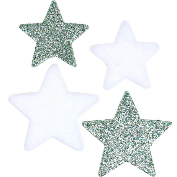 Streudeko Weihnachten Streusterne GrüN Weiß Glitter Flock Ø4/5Cm 40St-image