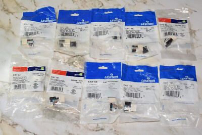 Lot 10 New Leviton CAT 5E Snap In Jack T568 A/B Wiring 5G108-RT5 Light Almond