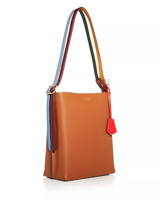 NWT Tory Burch Perry Bucket Hobo Leather Shoulder Bag Umber - Main Image