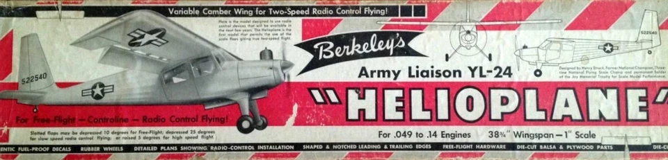 Berkeley HELIOPLANE PLAN + PARTS PATTERNS to Build 38 Inch UC/RC Model Airplane  - Image 2 of 4