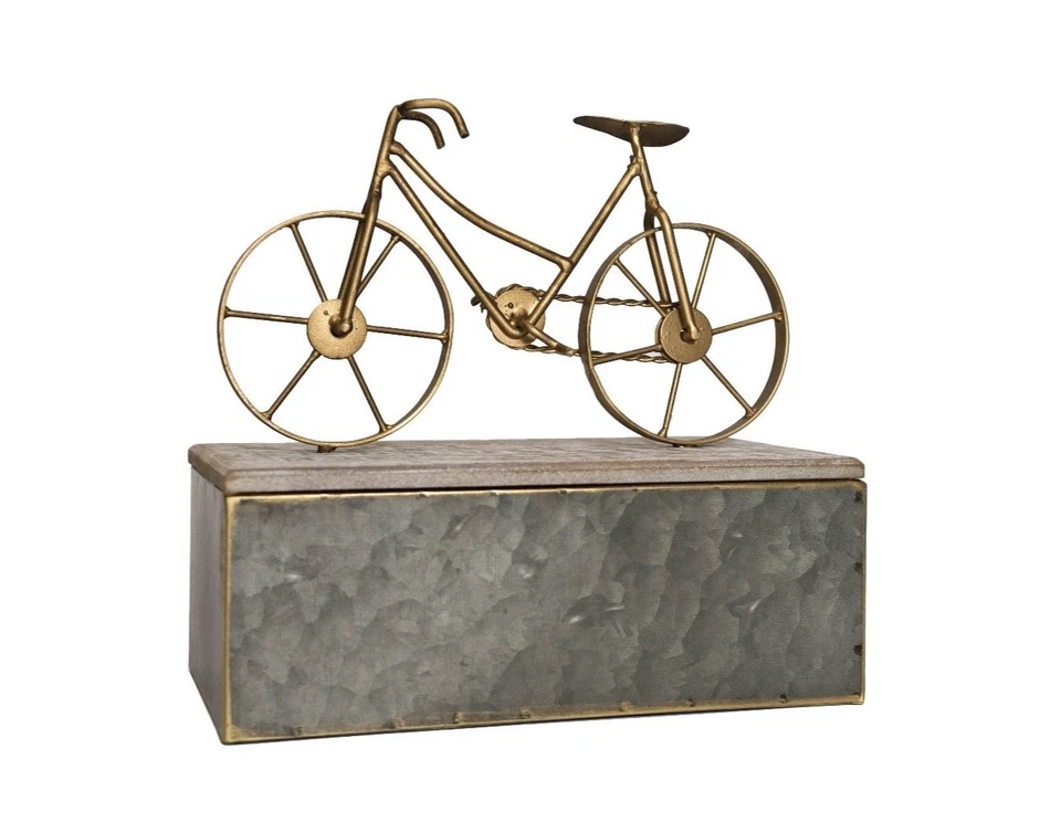 Golden Bicycle Decorative Storage Box, Jewelry Box, Home Decor Gift - Image 3 of 4