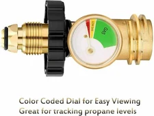  LP Gas Grill BBQ RV Set Propane Tank Brass Adapter With Pressure Meter Gauge