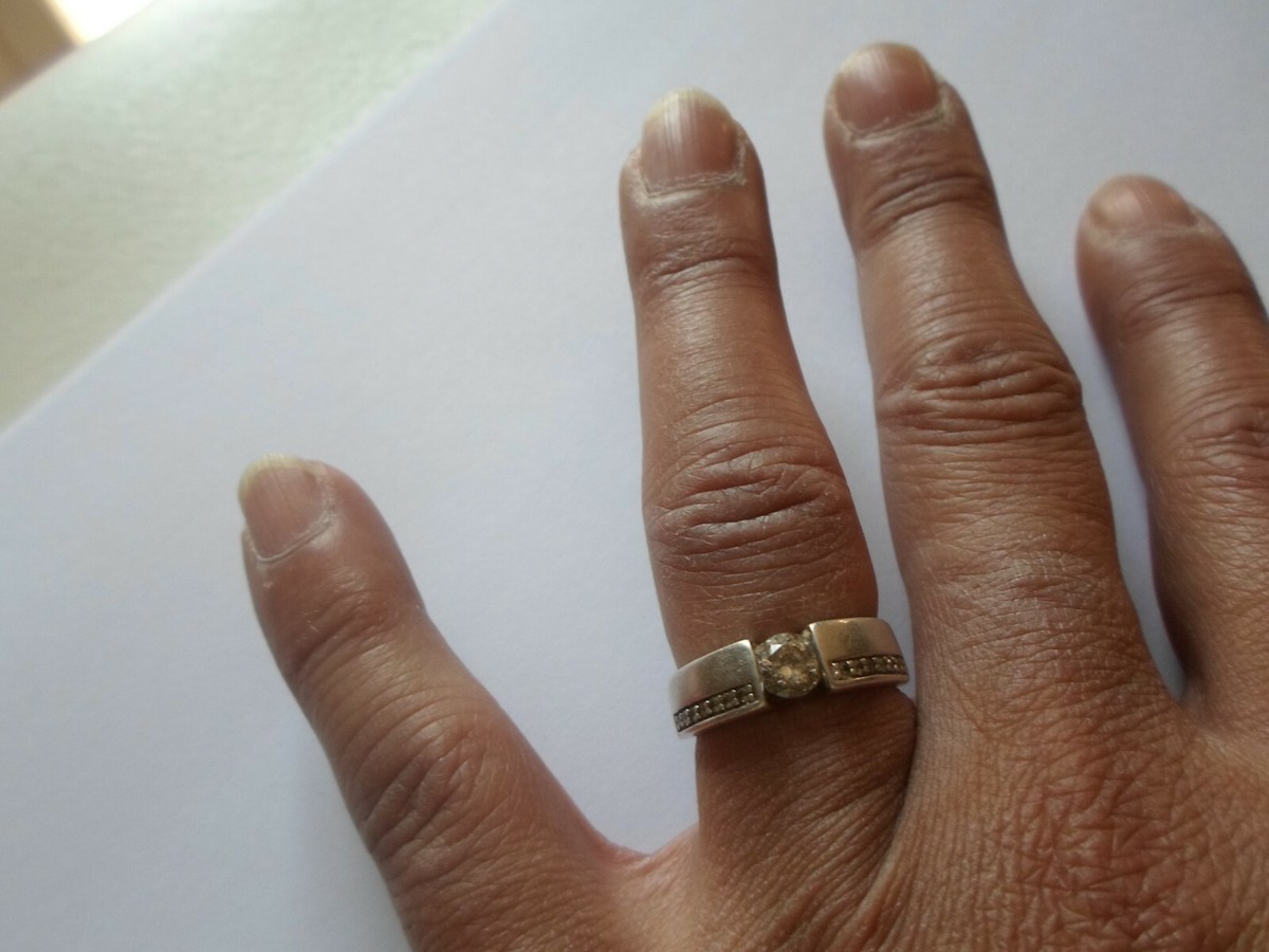 Bague Argent Massif Avec Zirconiums - Taille 53 - Occasion Argenté