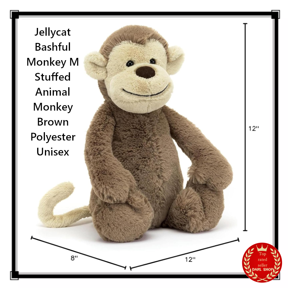 Jellycat Bashful Monkey M Stuffed Animal Monkey Brown Polyester Unisex from JPN